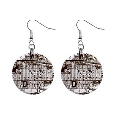 Antique Oriental Town Map  Mini Button Earrings by ConteMonfrey