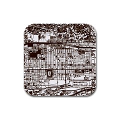 Antique Oriental Town Map  Rubber Square Coaster (4 Pack) by ConteMonfrey