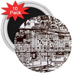 Antique Oriental Town Map  3  Magnets (10 pack)  Front