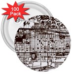 Antique Oriental Town Map  3  Buttons (100 pack)  Front