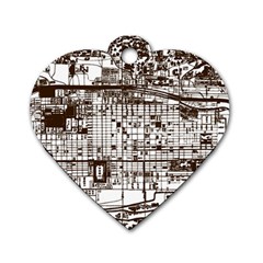 Antique Oriental Town Map  Dog Tag Heart (one Side) by ConteMonfrey