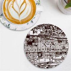 Antique Oriental Town Map  Uv Print Round Tile Coaster by ConteMonfrey