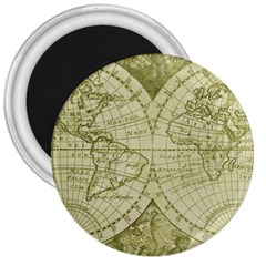 Vintage Mapa Mundi  3  Magnets by ConteMonfrey