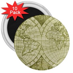 Vintage Mapa Mundi  3  Magnets (10 Pack)  by ConteMonfrey