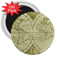 Vintage Mapa Mundi  3  Magnets (100 Pack) by ConteMonfrey