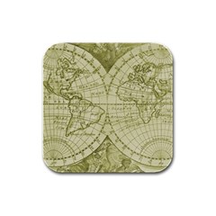 Vintage Mapa Mundi  Rubber Square Coaster (4 Pack) by ConteMonfrey