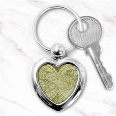 Vintage Mapa Mundi  Key Chain (heart) by ConteMonfrey