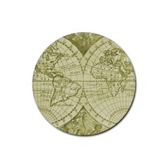 Vintage Mapa Mundi  Rubber Coaster (round) by ConteMonfrey