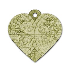 Vintage Mapa Mundi  Dog Tag Heart (one Side) by ConteMonfrey