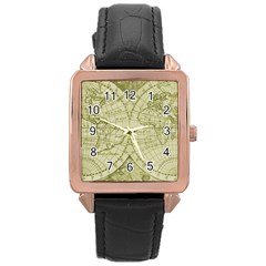 Vintage Mapa Mundi  Rose Gold Leather Watch  by ConteMonfrey