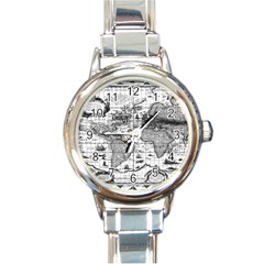 Antique Mapa Mundi Revisited Round Italian Charm Watch by ConteMonfrey