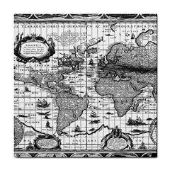 Antique Mapa Mundi Revisited Tile Coaster by ConteMonfrey