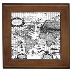 Antique Mapa Mundi Revisited Framed Tile by ConteMonfrey