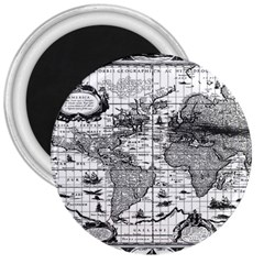 Antique Mapa Mundi Revisited 3  Magnets by ConteMonfrey