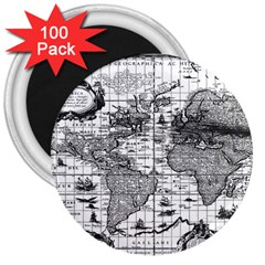 Antique Mapa Mundi Revisited 3  Magnets (100 Pack) by ConteMonfrey