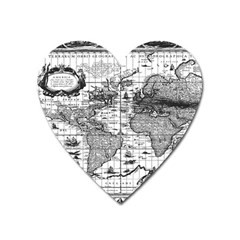 Antique Mapa Mundi Revisited Heart Magnet by ConteMonfrey