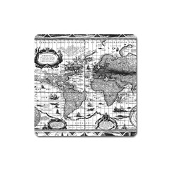 Antique Mapa Mundi Revisited Square Magnet by ConteMonfrey