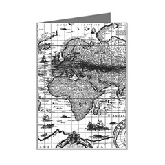 Antique Mapa Mundi Revisited Mini Greeting Card by ConteMonfrey