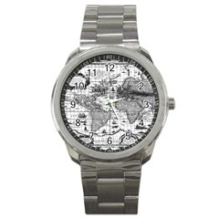 Antique Mapa Mundi Revisited Sport Metal Watch by ConteMonfrey