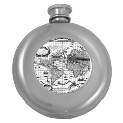 Antique Mapa Mundi Revisited Round Hip Flask (5 Oz) by ConteMonfrey