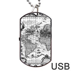 Antique Mapa Mundi Revisited Dog Tag Usb Flash (one Side) by ConteMonfrey