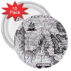 Antique Mercant Map  3  Buttons (10 Pack)  by ConteMonfrey