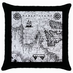 Antique Mercant Map  Throw Pillow Case (black) by ConteMonfrey