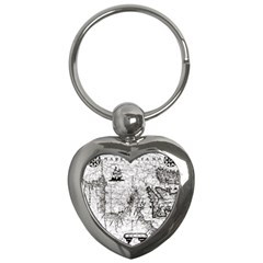 Antique Mercant Map  Key Chain (heart) by ConteMonfrey