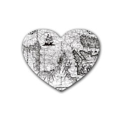 Antique Mercant Map  Rubber Coaster (heart) by ConteMonfrey