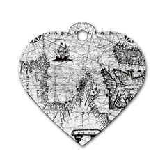 Antique Mercant Map  Dog Tag Heart (one Side) by ConteMonfrey