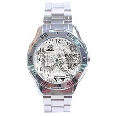 Antique Mercant Map  Stainless Steel Analogue Watch by ConteMonfrey