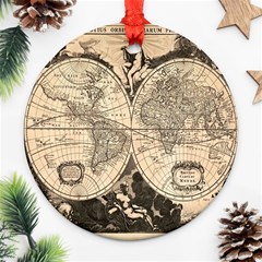 World Map - Nova Delineatio Totius Orbis Terrarum -  1659-1733 Ornament (round) by ConteMonfrey