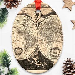 World Map - Nova Delineatio Totius Orbis Terrarum -  1659-1733 Ornament (oval) by ConteMonfrey