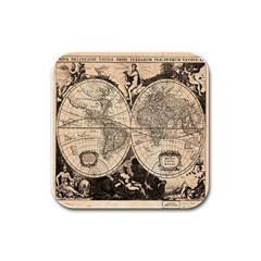 World Map - Nova Delineatio Totius Orbis Terrarum -  1659-1733 Rubber Square Coaster (4 Pack) by ConteMonfrey