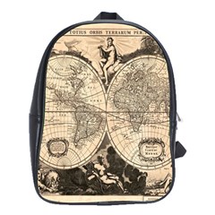 World Map - Nova Delineatio Totius Orbis Terrarum -  1659-1733 School Bag (large) by ConteMonfrey