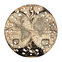 World Map - Nova Delineatio Totius Orbis Terrarum -  1659-1733 Round Filigree Ornament (two Sides) by ConteMonfrey