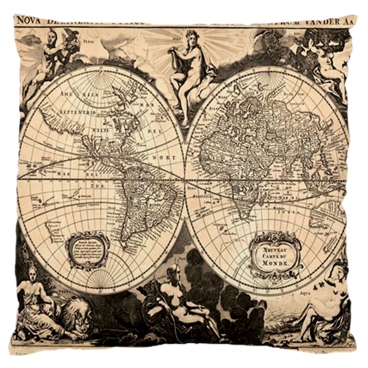 World Map - Nova delineatio totius orbis terrarum -  1659-1733 Large Cushion Case (One Side)