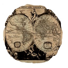 World Map - Nova Delineatio Totius Orbis Terrarum -  1659-1733 Large 18  Premium Flano Round Cushions by ConteMonfrey