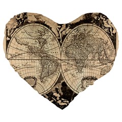 World Map - Nova Delineatio Totius Orbis Terrarum -  1659-1733 Large 19  Premium Flano Heart Shape Cushions by ConteMonfrey