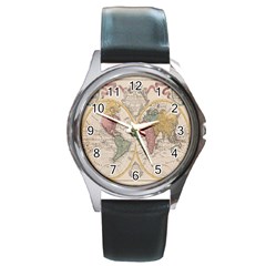 Mapa Mundi 1775 Round Metal Watch by ConteMonfrey