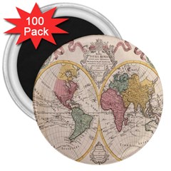 Mapa Mundi 1775 3  Magnets (100 Pack) by ConteMonfrey