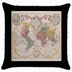 Mapa Mundi 1775 Throw Pillow Case (black) by ConteMonfrey