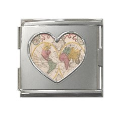 Mapa Mundi 1775 Mega Link Heart Italian Charm (18mm) by ConteMonfrey