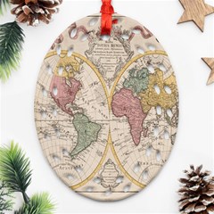 Mapa Mundi 1775 Oval Filigree Ornament (two Sides) by ConteMonfrey