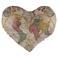 Mapa Mundi 1775 Large 19  Premium Flano Heart Shape Cushions by ConteMonfrey