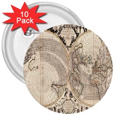 Mapa Mundi - 1774 3  Buttons (10 Pack)  by ConteMonfrey