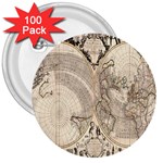 Mapa Mundi - 1774 3  Buttons (100 pack)  Front