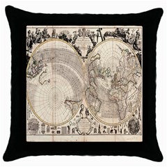 Mapa Mundi - 1774 Throw Pillow Case (black) by ConteMonfrey