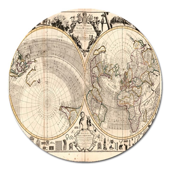 Mapa Mundi - 1774 Magnet 5  (Round)