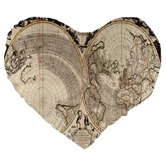 Mapa Mundi - 1774 Large 19  Premium Heart Shape Cushions by ConteMonfrey